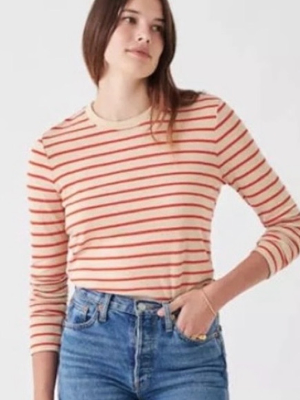 Fahrety | Breton stripe cloud t long sleeve spicy orange
